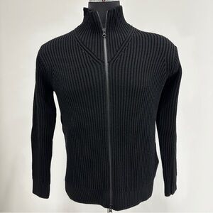 STONE ISLAND NWT MEN'S BLACK RIBBED ZIP-UP CARDIGAN SWEATER MEDIUM